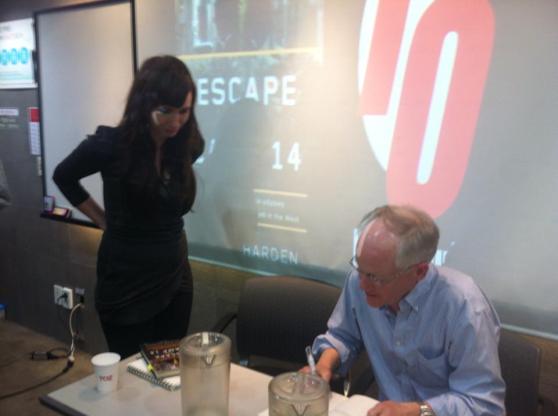 Getting my "Escape from Camp 14" book signed by Blaine Harden at the 10 Magazine Book Club
