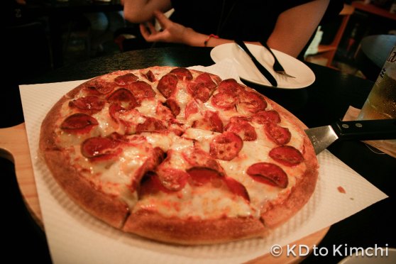 Regular pepperoni with thick crust